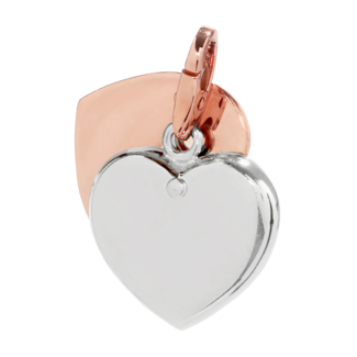 White Gold and Rose Gold Heart Charm Pendant