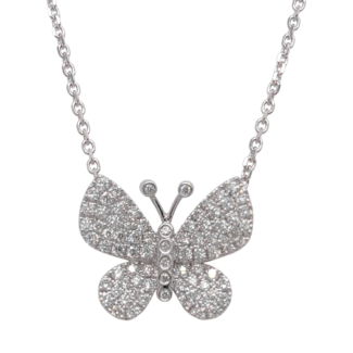 White Gold and Diamond Butterfly Necklace