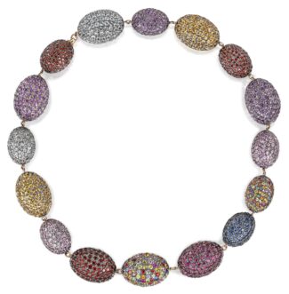 Rose Gold and Silver Gem-Set Necklace