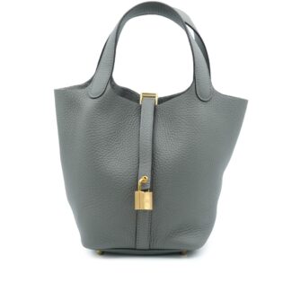 Gris Meyer Clemence Picotin Lock 18 Gold Hardware, 2023