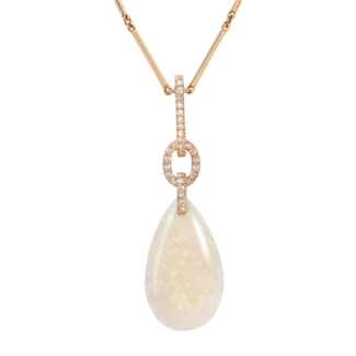 Opal and Diamond Pendant Necklace