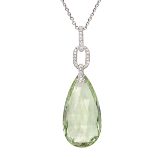Green Beryl and Diamond Pendant Necklace