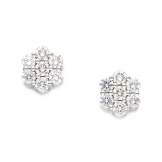 White Gold and Diamond Flower Earrings