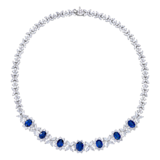 White Gold, Sapphire and Diamond Necklace