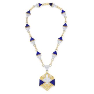 Lapis Lazuli and Diamond Pendant Necklace