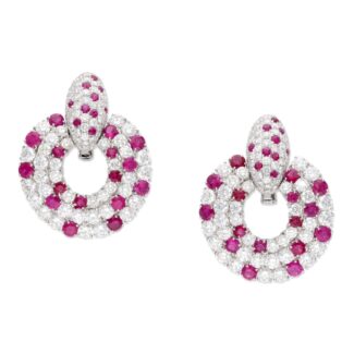 White Gold, Ruby and Diamond Earrings