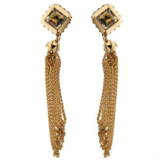 Gold and Quartz Emprise Tassel Earrings
