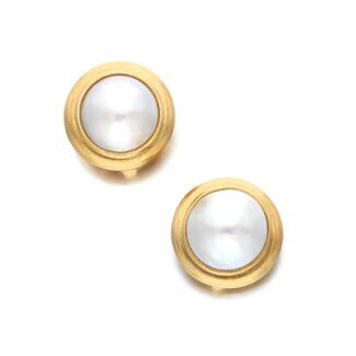Gold and Cultured Pearl Earclips