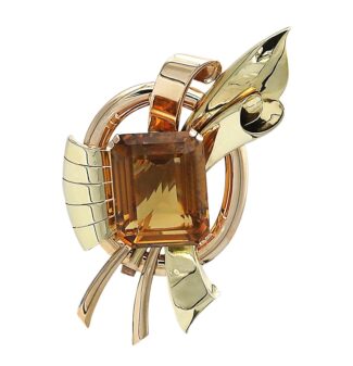 Gold, Rose Gold and Citrine Brooch