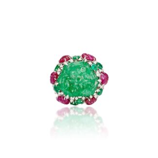White Gold, Emerald and Gem-Set Ring