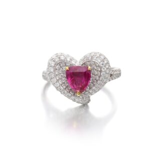White Gold, 1.00ct Ruby and Diamond Heart Ring