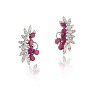White Gold, Ruby and Diamond Earclips