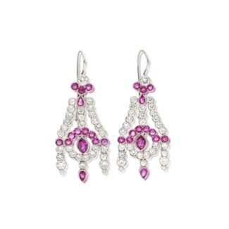 White Gold, Ruby and Diamond Chandelier Earrings