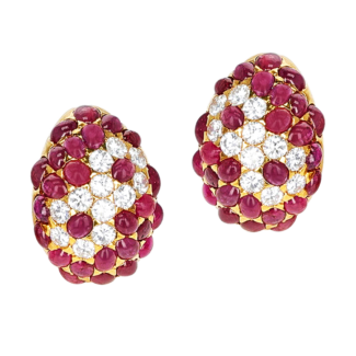 Gold, Ruby and Diamond Earclips