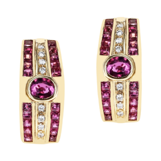 Gold, Ruby and Diamond Earrings