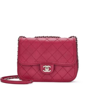 Fuchsia Quilted Calfskin Flap Bag Silver Hardware, 2012-13