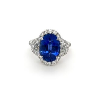 White Gold, 5.67ct Ceylon Sapphire and Diamond Ring