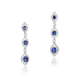 White Gold, Sapphire and Diamond Earclips