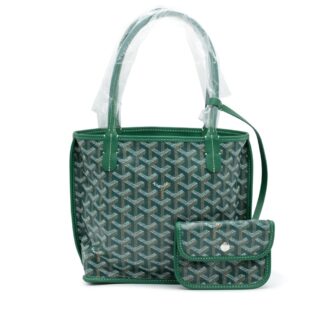 Green Goyardine Canvas and Chevroches Calfskin Anjou Mini Bag, 2023