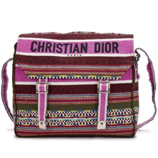 Purple, Green and White Embroidered Canvas Diorcamp Bag Silver Hardware, 2019
