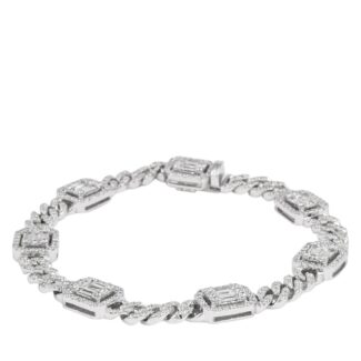 White Gold and Diamond Curb Link Bracelet