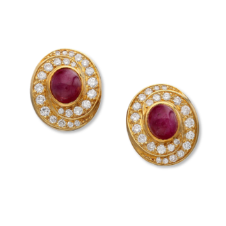 Gold, Ruby and Diamond Earclips
