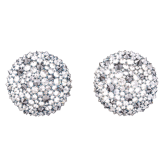 White Gold, Reverse Set White and Black Diamond Earrings