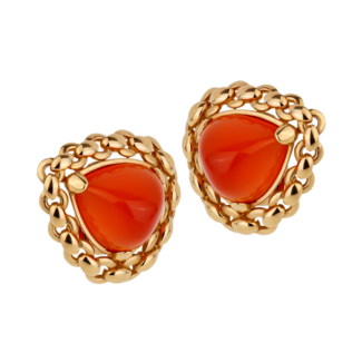 Gold and Carnelian Earclips