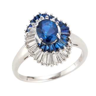 Platinum, Sapphire and Diamond Ring