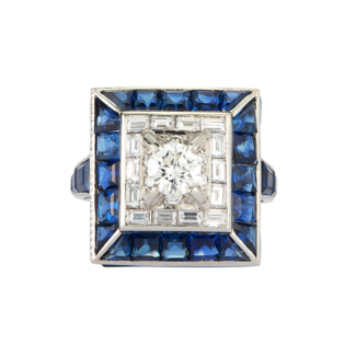 Platinum, Sapphire and Diamond Ring