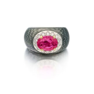 White Gold, 2.71ct Burmese Ruby, Diamond and Enamel Ring