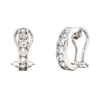 White Gold and Diamond Hoop Earclips
