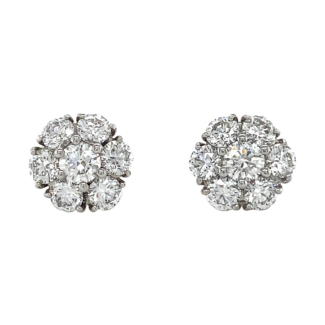 Platinum and Diamond Cluster Earrings