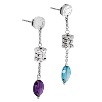 White Gold, Topaz and Amethyst B Zero 1 Earrings