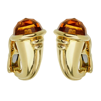 Gold and Citrine Hoop Earclips