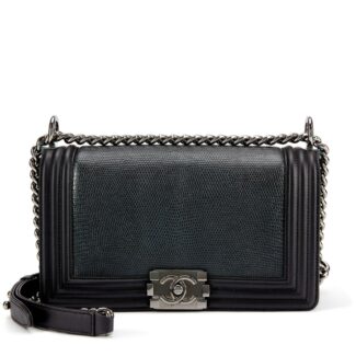 Black Calfskin and Lizard Boy Bag Silver Hardware, 2016