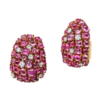 Gold, Ruby and Diamond Earclips