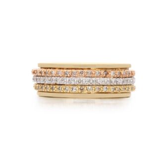 Tri Color Gold and Diamonds Eternity Ring