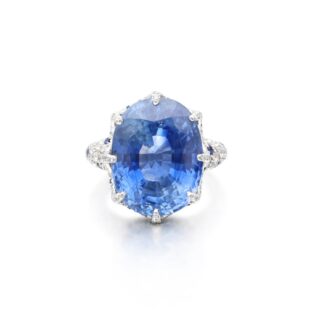 Platinum, 15.50ct Sapphire and Diamond Ring
