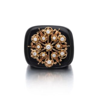 Black Jade, Gold and Diamond Ring