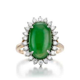 Gold, 4.25ct Jade and Diamond Cluster Ring
