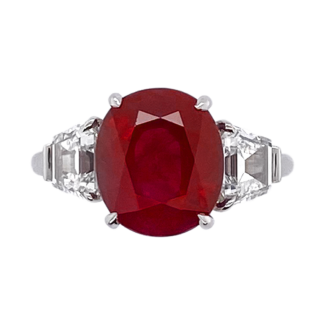 Platinum, 5.05ct Burmese Ruby and Diamond Ring