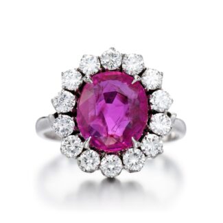 White Gold, 2.70ct Burmese Ruby and Diamond Cluster Ring