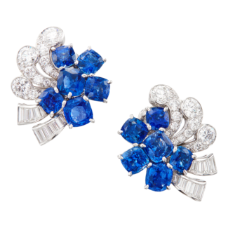 Platinum, White Gold, Sapphire and Diamond Earrings