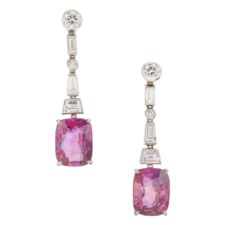 Platinum, Sapphire and Diamond Pendant Earrings