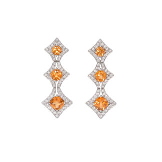 Platinum, Mandarin Garnet and Diamond Earclips