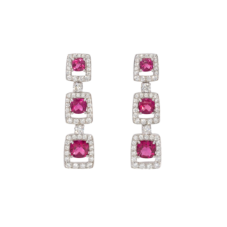 Platinum, Rubellite and Diamond Pendant Earclips