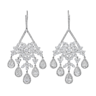 Platinum and Diamond Pendant Earrings