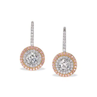Platinum, Rose Gold, Diamond and Colored Diamond Earrings