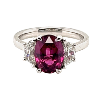White Gold and 3.23ct Oval Ruby and Diamond Ring